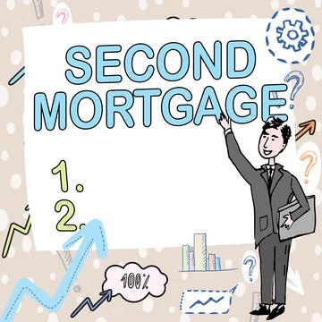 Conceptual caption Second Mortgage. Word Written on lien on property which is Ilustración de archivo