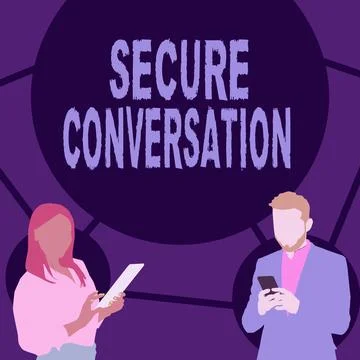 Conceptual caption Secure Conversation. Concept meaning Secured Encrypted Illustrazione stock