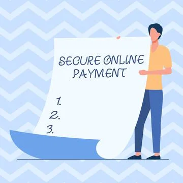 Conceptual caption Secure Online Payment. Conceptual photo Protected online Stockillustratie