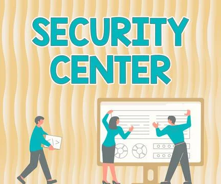 Conceptual caption Security Center. Conceptual photo centralized unit that deals Stock Illustration