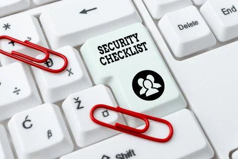 Conceptual caption Security Checklist. Internet Concept Protection of Data and Stock Photos