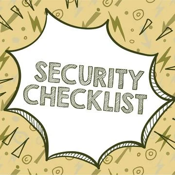 Conceptual caption Security ChecklistProtection of Data and System Guide on Stock Illustration