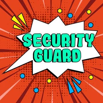Conceptual caption Security Guard. Business showcase tools used to manage Illustrazione stock