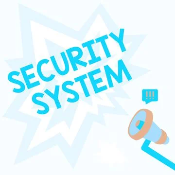 Conceptual caption Security System. Word Written on system designed to detect Stockillustratie