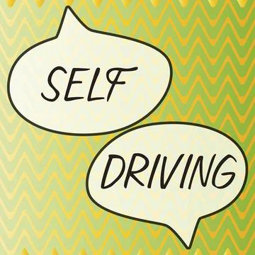Conceptual caption Self Driving. Business idea Autonomous vehicle Ability to Illustrazione stock