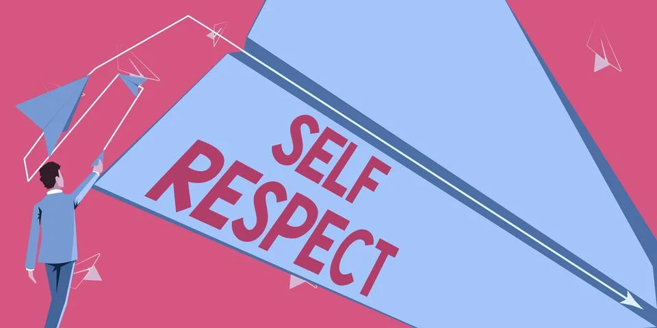 Conceptual caption Self Respect. Conceptual photo Pride and confidence in Illustrazione stock
