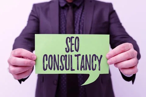 Conceptual caption Seo Consultancy. Internet Concept specialize in evaluating an Foto stock