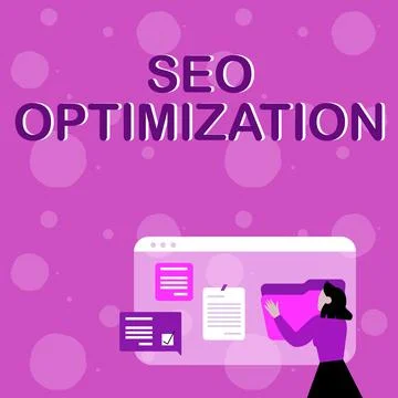 Conceptual caption Seo Optimization. Internet Concept process of affecting Stock Illustration