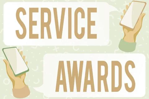 Conceptual caption Service Awards. Word Written on Recognizing an employee for Stock Illustration