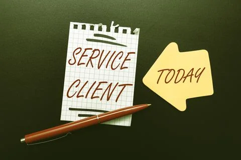 Conceptual caption Service Client. Internet Concept Dealing with customers Stock Photos