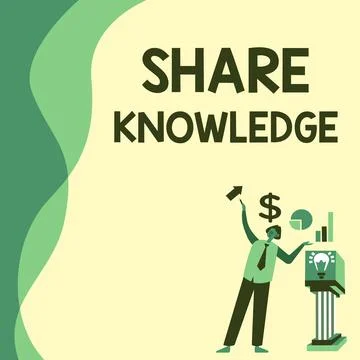 Conceptual caption Share Knowledge. Business showcase activity through which Stock Illustration