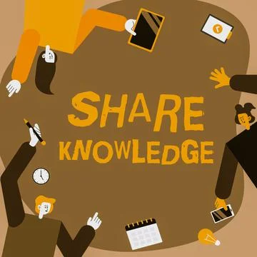 Conceptual caption Share Knowledge. Conceptual photo teaching others what I Stock Illustration