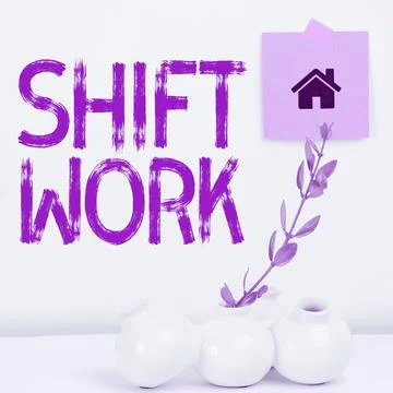 Conceptual caption Shift Work. Conceptual photo work comprising periods in which Stock Photos