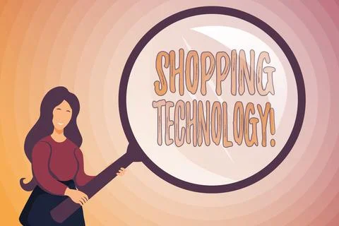 Conceptual caption Shopping Technology. Internet Concept advancing innovations Stock Illustration