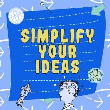 Conceptual caption Simplify Your Ideas. Business overview make simple or reduce Stock Illustration