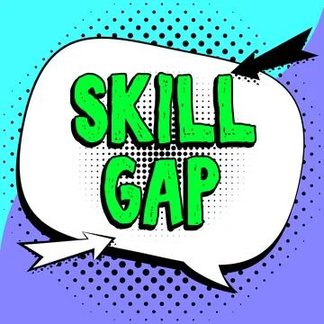 Conceptual caption Skill Gap. Business overview Refering to a person's weakness Stock Illustration