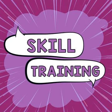 Conceptual caption Skill Training. Concept meaning designed to gain and enhance Stock Illustration