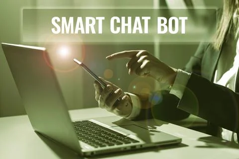 Conceptual caption Smart Chat Bot. Business overview Artificial intelligence 스톡 사진