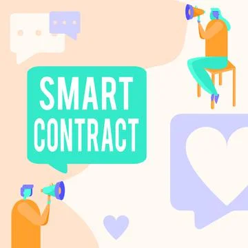 Conceptual caption Smart Contract. Business approach digital agreement to Ilustração Stock