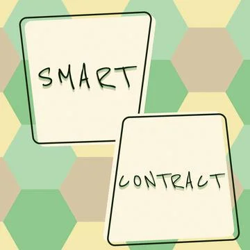 Conceptual caption Smart Contract. Business concept digital agreement to control Ilustração Stock