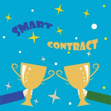 Conceptual caption Smart Contract. Word for digital agreement to control the Ilustração Stock