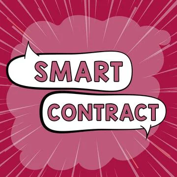 Conceptual caption Smart Contract. Word Written on digital agreement to contr Ilustração Stock