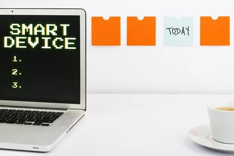 Conceptual caption Smart Device. Conceptual photo Electronic gadget that able to Stock Photos