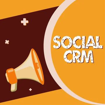 Conceptual caption Social Crm. Business overview Customer relationship Stock Illustration