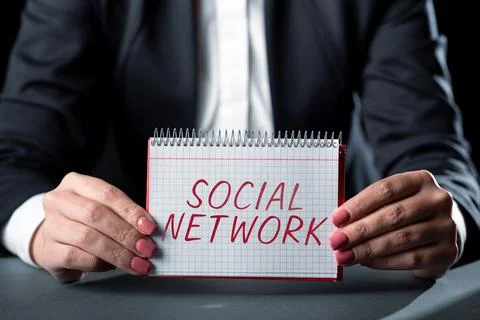 Conceptual caption Social Network, Internet Concept a framework of individual Stock Photos