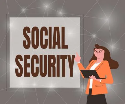 Conceptual caption Social Security. Word Written on assistance from state Stock Illustration