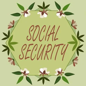 Conceptual caption Social Security. Word for assistance from state showing with Stock Illustration