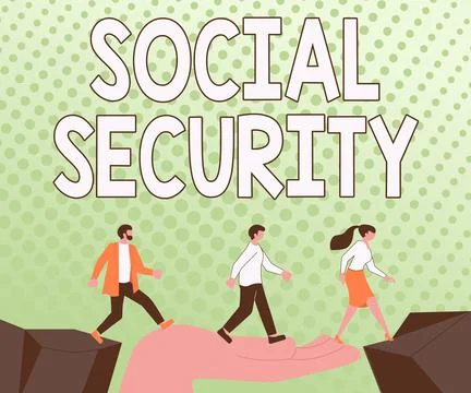 Conceptual caption Social Security. Word Written on assistance from state Stock Illustration