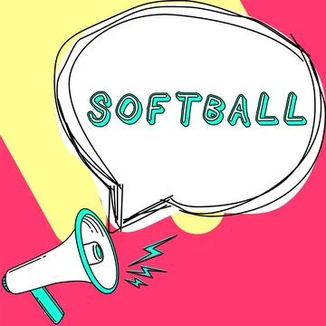 Conceptual caption Softball. Business concept a sport similar to baseball played Stock Illustration
