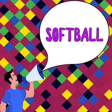 Conceptual caption Softball. Business showcase a sport similar to baseball Stock Illustration