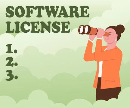 Conceptual caption Software License. Concept meaning legal instrument governing イラスト素材