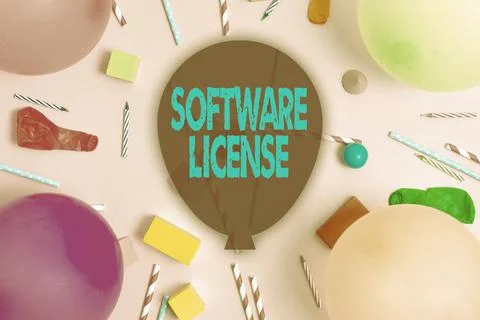 Conceptual caption Software License. Conceptual photo legal instrument governing Foto stock