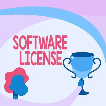 Conceptual caption Software License. Word for legal instrument governing the 스톡 일러스트