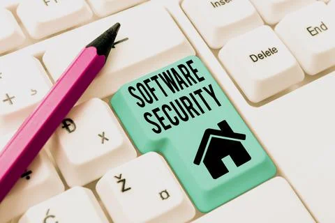 Conceptual caption Software Security. Conceptual photo implemented to protect Foto stock