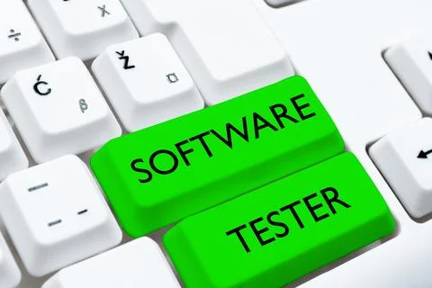 Conceptual caption Software Tester. Business idea implemented to protect Foto stock