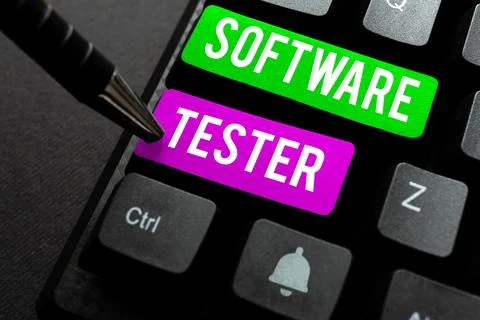 Conceptual caption Software Tester. Concept meaning implemented to protect Foto stock