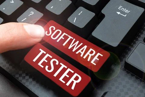 Conceptual caption Software Tester. Concept meaning implemented to protect Stock Photos