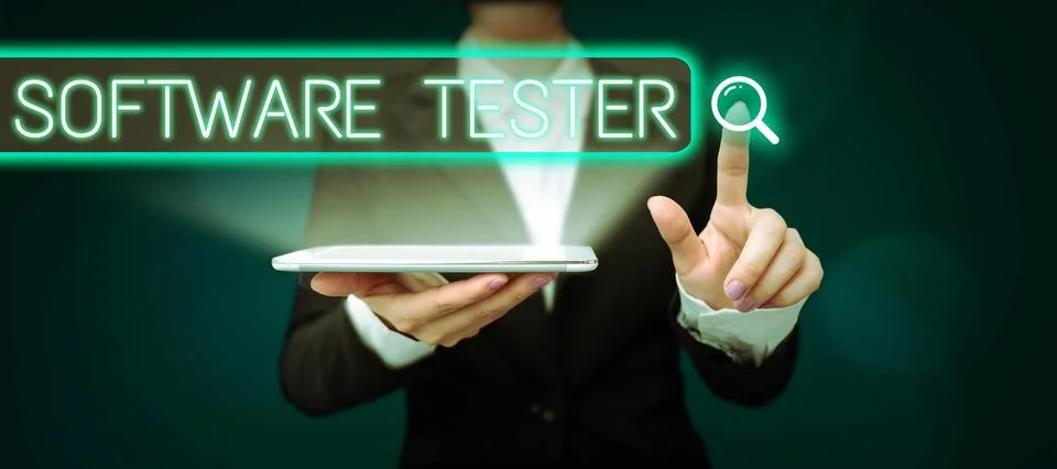 Conceptual caption Software Tester. Concept meaning implemented to protect Foto stock