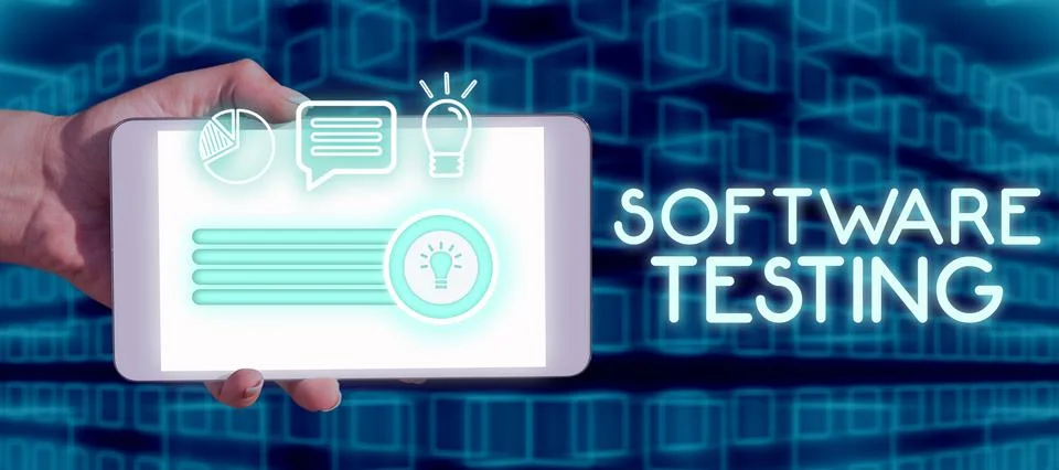 Conceptual caption Software Testing. Business showcase activity to check whether Stock-Fotos