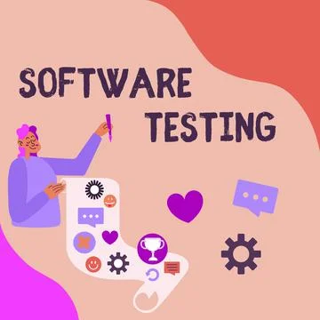 Conceptual caption Software Testing. Conceptual photo investigation provide Stock Illustration