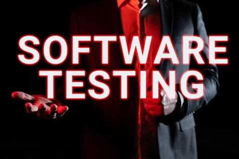 Conceptual caption Software Testinginvestigation provide information about the Fotos de archivo
