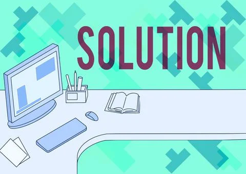 Conceptual caption Solution. Business idea a means of solving a problem or Stock Illustration