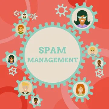 Conceptual caption Spam Management. Concept meaning help reduce or filter the Stock Illustration