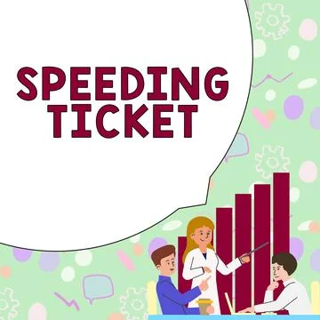 Conceptual caption Speeding Ticket. Business idea psychological test for the Stock Illustration