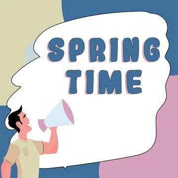 Conceptual caption Spring Time. Business concept temperate season of the year Illustrazione stock