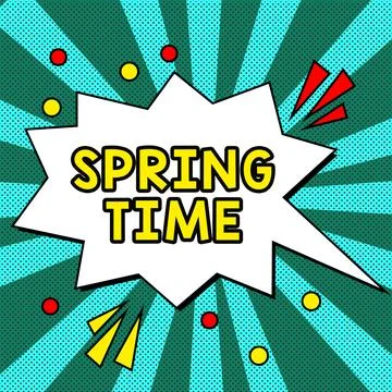 Conceptual caption Spring Time. Business approach temperate season of the year Illustrazione stock